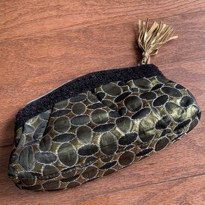 Stephanie Johnson Gold and Black Glam Textured Pattern Makeup Bag